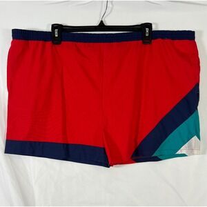 Ocean Side Mens XL Red Blue Teal Geometric Swim Trunks Shorts